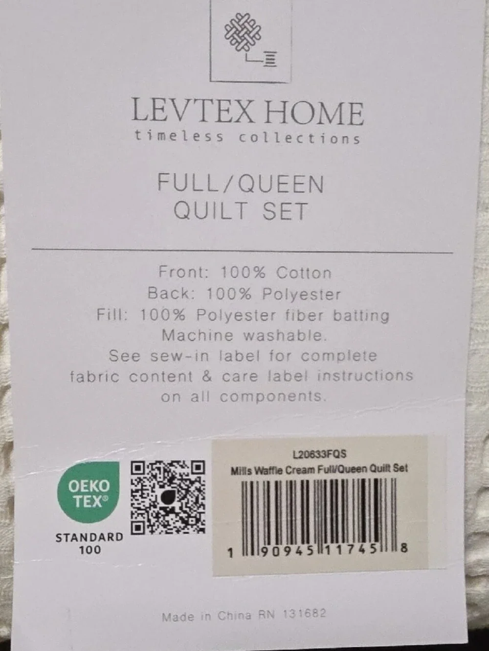 Levtex Cream Mills Quilt Set - Cream Neutral Bedding. 🤑Amazon 159.00